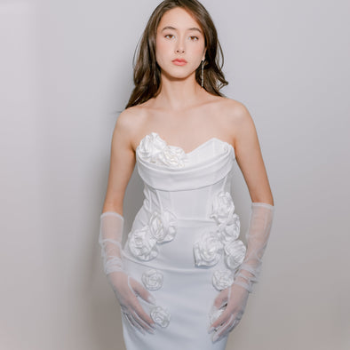 Felden Tulle Bridal Gloves - Elbow length