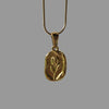 Floral bloom necklace hand stamped solid stainless steel with 14k gold plating