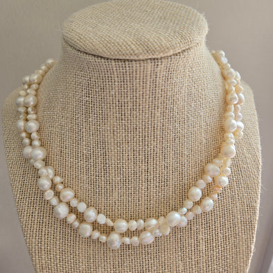 Bella Baroque Pearl Double Strand Bridal Necklace