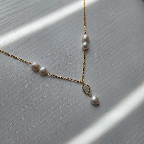 Sabine Freshwater Pearl & Quartz Bridal Necklace