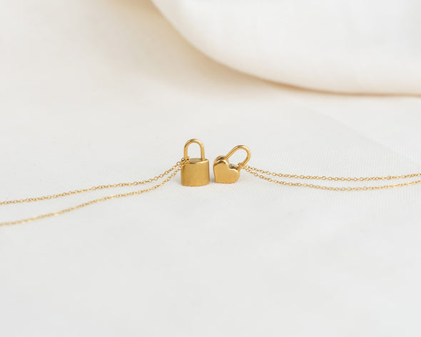 Heart + Lock Pendant Necklaces
